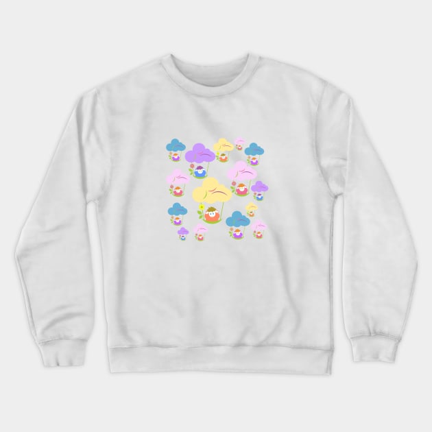 Cute baby sheep flying on clouds pattern Crewneck Sweatshirt by oknoki